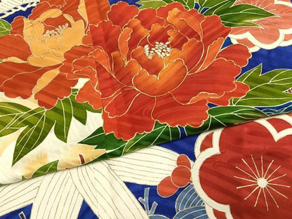 平和屋着物●豪華振袖　駒刺繍　松竹梅　草花文　金彩　ロング丈　正絹　逸品　AABL8687fy