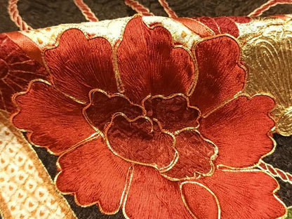 平和屋着物●豪華振袖　絞り　駒刺繍　草花文　ロング丈　正絹　逸品　AABL8695fy