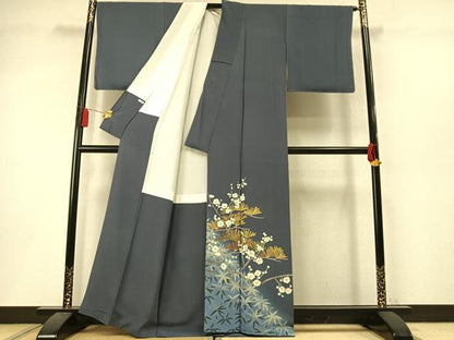 平和屋着物●十日町友禅作家　阿部佳雪 　色留袖　枝梅松文　暈し染め　正絹　逸品　未使用　AABL8698fy