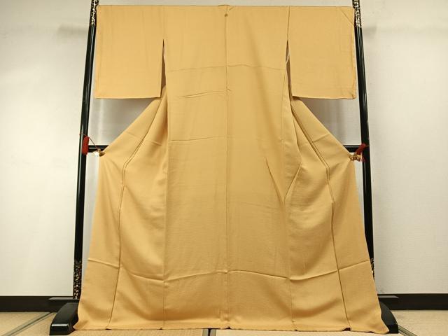 平和屋着物●上質な色無地　花尽くし地紋　飴色　やまと誂製　ロング丈　正絹　逸品　未使用　AABL8703fy