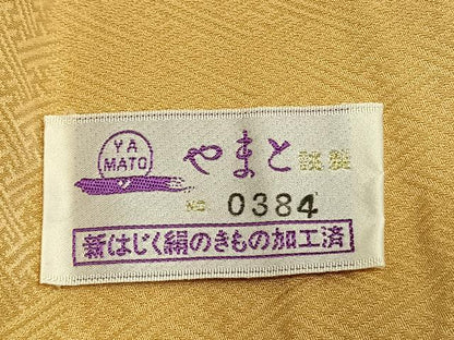 平和屋着物●上質な色無地　花尽くし地紋　飴色　やまと誂製　ロング丈　正絹　逸品　未使用　AABL8703fy
