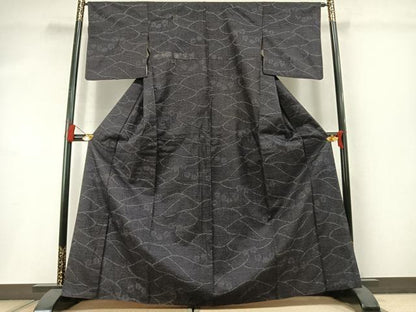 平和屋着物●結城紬　100亀甲　舞花文　正絹　逸品　AABL8707fy