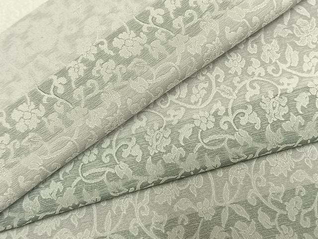 平和屋着物●お召　横段花唐草文　正絹　逸品　AABL8708fy