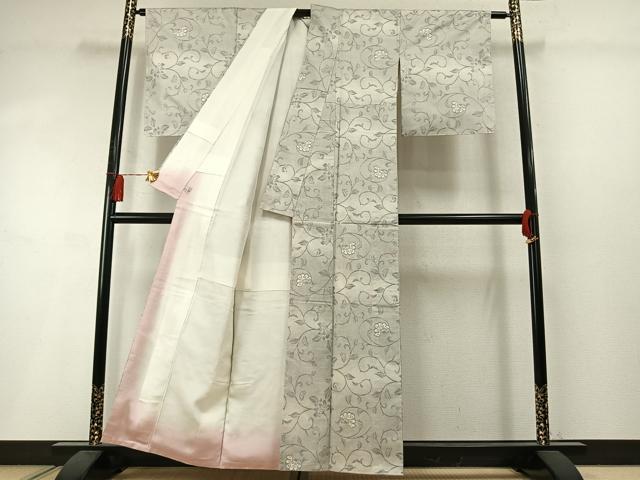 平和屋着物●本場大島紬　白大島　9マルキ　花唐草文　鈴乃屋扱い　正絹　逸品　AABL8710fy