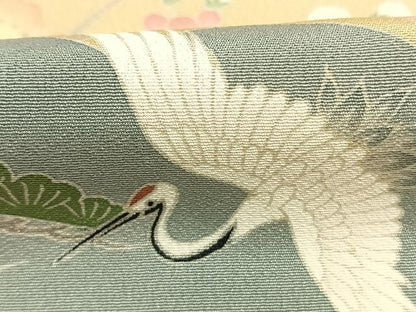 平和屋着物●訪問着　友禅　作家物　松竹梅　飛鶴花文　暈し染め　正絹　逸品　未使用　AABL8716fy