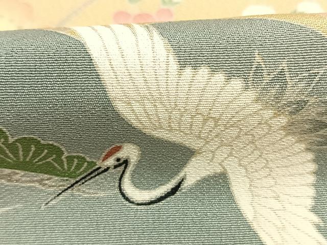 平和屋着物●訪問着　友禅　作家物　松竹梅　飛鶴花文　暈し染め　正絹　逸品　未使用　AABL8716fy