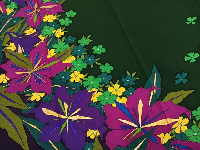 平和屋着物●豪華振袖　駒刺繍　草花文　金彩　正絹　逸品　AABL8720fy
