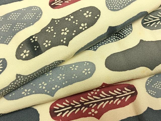 平和屋着物▼上質な小紋　型染め　幾何学文様　正絹　逸品　AABL8724fy