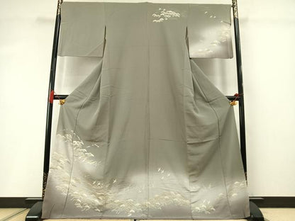 平和屋着物●訪問着　友禅　飛鳥枝松文　暈し染め　ロング丈　正絹　逸品　AABL8732fy