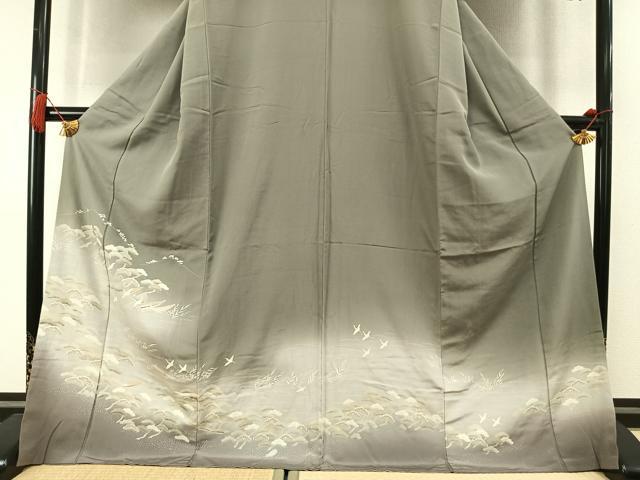 平和屋着物●訪問着　友禅　飛鳥枝松文　暈し染め　ロング丈　正絹　逸品　AABL8732fy