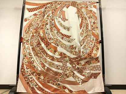 平和屋着物●豪華振袖　熨斗花鳥文　金彩　正絹　逸品　AABL8736fy