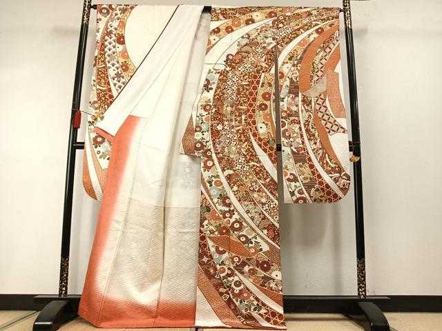 平和屋着物●豪華振袖　熨斗花鳥文　金彩　正絹　逸品　AABL8736fy