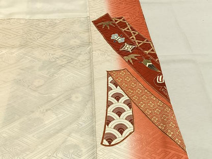 平和屋着物●豪華振袖　熨斗花鳥文　金彩　正絹　逸品　AABL8736fy