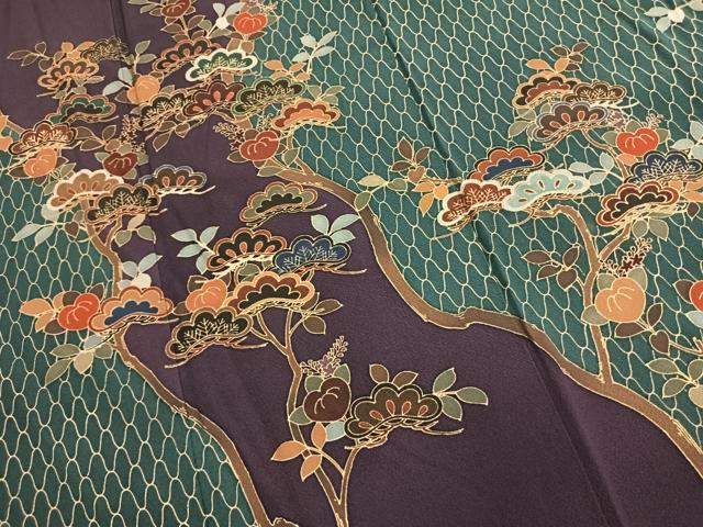 平和屋着物●訪問着　枝松花文　金彩　正絹　逸品　AABL8741fy