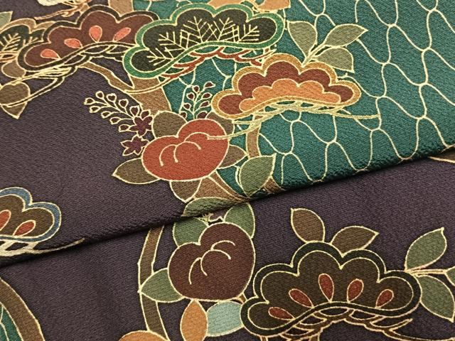 平和屋着物●訪問着　枝松花文　金彩　正絹　逸品　AABL8741fy