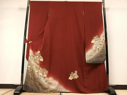 平和屋着物●豪華振袖　地紙花文　暈し染め　金彩　鈴乃屋扱い　正絹　逸品　AABL8743fy