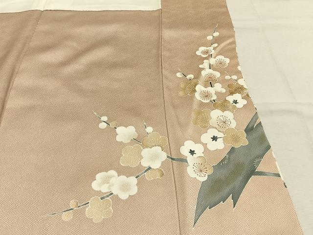 平和屋着物●豪華色留袖　作家物　刺繍　孔雀枝梅文　金糸　正絹　逸品　AABL8745fy