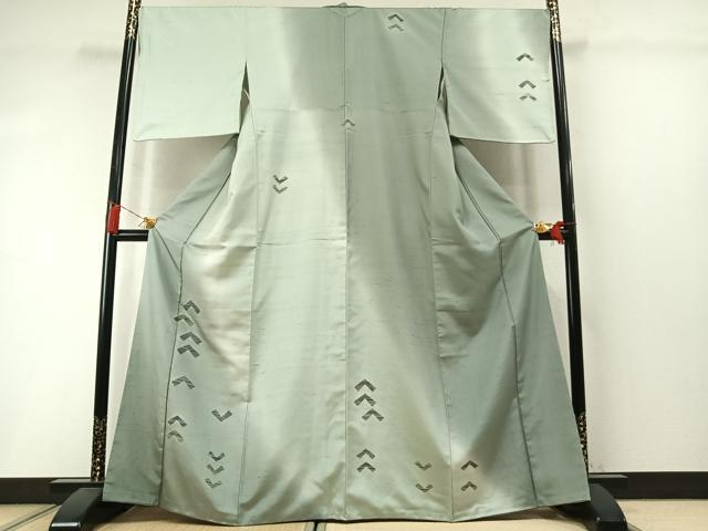 平和屋着物●訪問着　紬地　幾何学文様　正絹　逸品　AABL8748fy