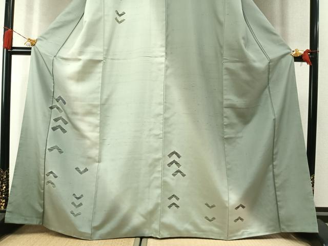 平和屋着物●訪問着　紬地　幾何学文様　正絹　逸品　AABL8748fy