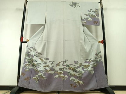平和屋着物●皇室デザイナー　中村乃武夫　訪問着　竹　金彩　正絹　逸品　AABL8749fy
