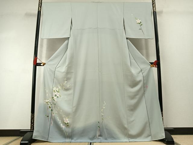 平和屋着物●本加賀友禅作家　南克治　訪問着　枝花文　暈し染め　正絹　逸品　AABL8750fy