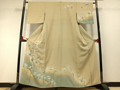 平和屋着物●訪問着　草花文　暈し染め　金銀彩　正絹　逸品　AABL8754fy
