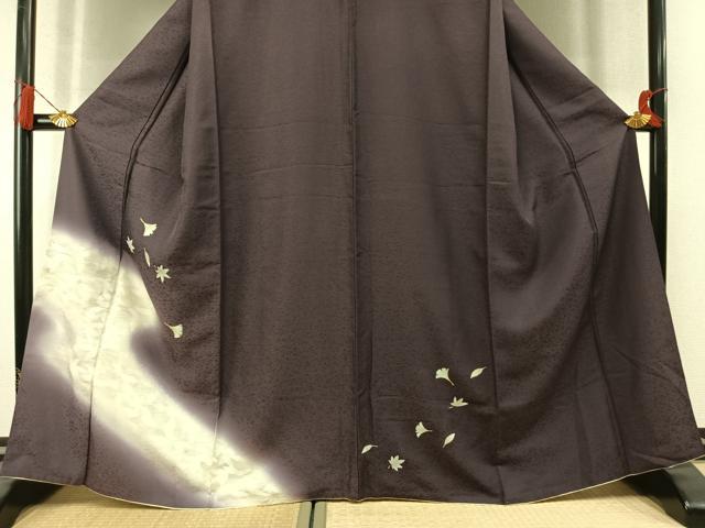 平和屋着物●訪問着　舞葉銀杏楓文　暈し染め　金彩　正絹　逸品　AABL8757fy