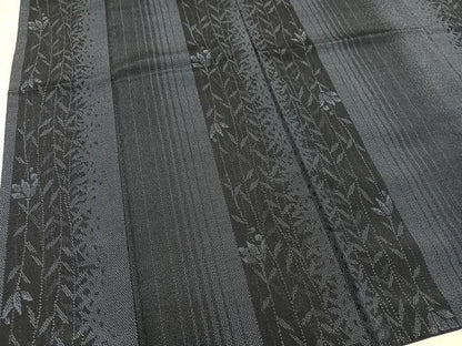 平和屋着物●本塩沢　草花間道　正絹　逸品　AABL8766ph