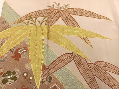 平和屋着物●豪華色留袖　作家物　駒刺繍　笹宝尽くし　金彩　正絹　逸品　AABL8767ph