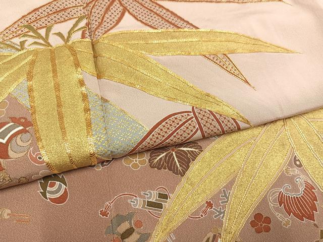 平和屋着物●豪華色留袖　作家物　駒刺繍　笹宝尽くし　金彩　正絹　逸品　AABL8767ph