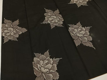 平和屋着物●本場大島紬　地空き　割込み絣　舞花文　正絹　逸品　AABL8774ph