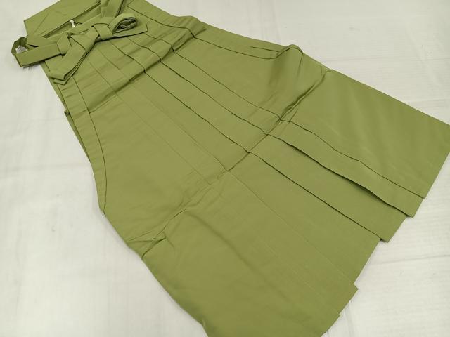 平和屋着物●男性　馬乗り袴　青朽葉色　正絹　逸品　AABL8775ph