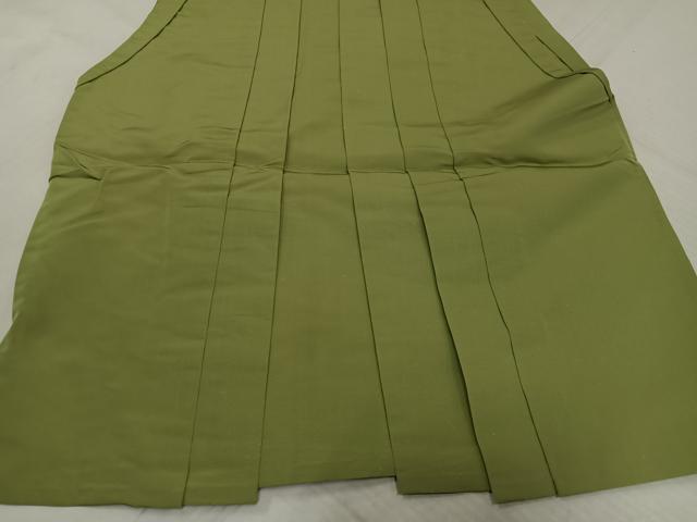 平和屋着物●男性　馬乗り袴　青朽葉色　正絹　逸品　AABL8775ph