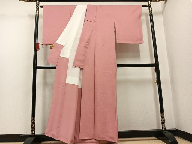 平和屋着物●上質な色無地　薄紅色　正絹　逸品　AABL8778ph