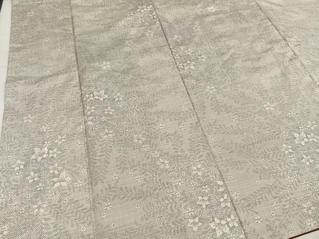 平和屋着物●本場大島紬　白大島　9マルキ　草花文　正絹　逸品　AABL8781ph
