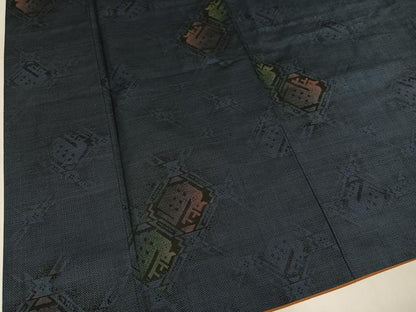 平和屋着物●本場大島紬　9マルキ　幾何学文様　正絹　逸品　AABL8791ph