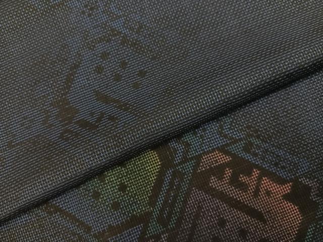 平和屋着物●本場大島紬　9マルキ　幾何学文様　正絹　逸品　AABL8791ph