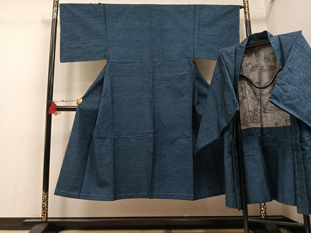 平和屋着物●男性　紬　アンサンブル　霞文　正絹　逸品　未使用　AABL8794ph