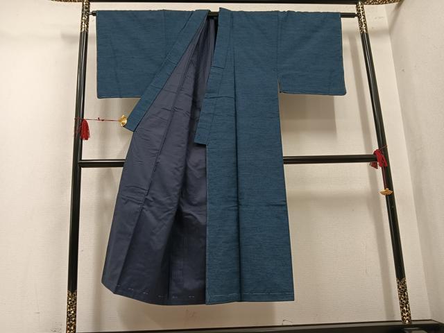 平和屋着物●男性　紬　アンサンブル　霞文　正絹　逸品　未使用　AABL8794ph