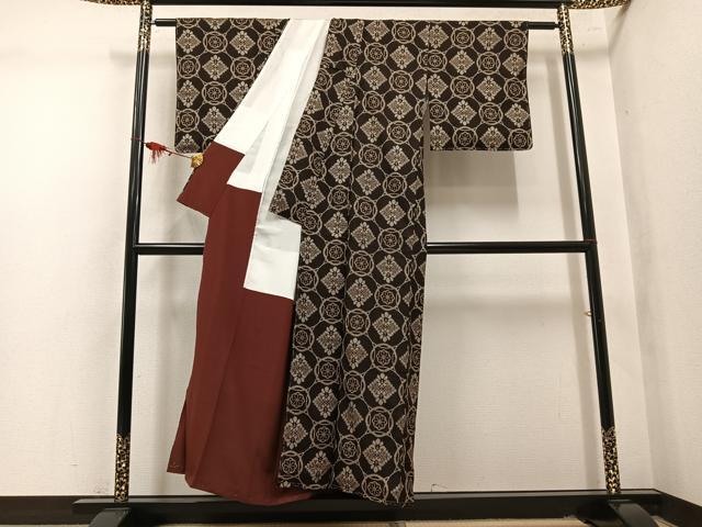 平和屋着物●本場大島紬　龍郷絣　正絹　逸品　未使用　AABL8798ph