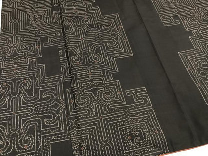 平和屋着物●本場大島紬　7マルキ　地空き　幾何学文様　正絹　逸品　AABL8802ph
