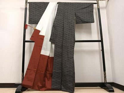 平和屋着物●本場大島紬　7マルキ　麻の葉文様　正絹　逸品　AABL8803ph