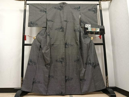 平和屋着物●本場大島紬　7マルキ　草花文　久野織物謹製　証紙付き　正絹　逸品　AABL8805ph