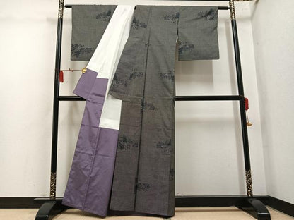 平和屋着物●本場大島紬　7マルキ　草花文　久野織物謹製　証紙付き　正絹　逸品　AABL8805ph