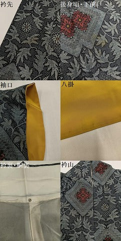 平和屋着物●本場大島紬　割込み絣　草花文　正絹　逸品　AABL8806ph