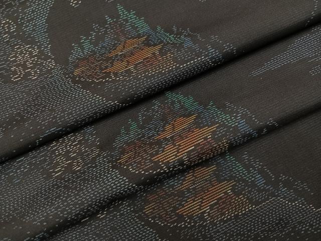 平和屋着物●本場大島紬　風景文　正絹　逸品　AABL8813ph