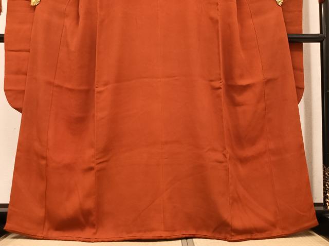 平和屋本店●アンティーク　大正ロマン　振袖　色無地　赤丹色　正絹　逸品　AABL8823ph