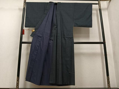 平和屋着物●男性　本場大島紬　アンサンブル　格子　正絹　逸品　AABL8831ph