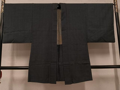 平和屋着物●男性　本場大島紬　アンサンブル　格子　正絹　逸品　AABL8831ph