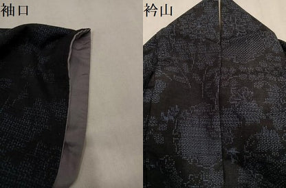 平和屋着物●結城紬　80亀甲　雪輪花文　正絹　逸品　AABL8834ph